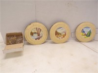 (3) TIN CHIMNEY HOLE COVERS W/SCENES AND....