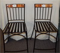 Wrought iron patio bistro chairs pair