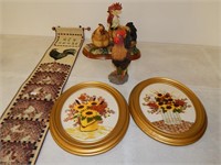 Lot of Chicken decor and needlepoint