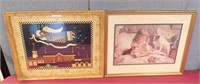 FRAMED & MATTED PRINT OF SMALL GIRL, DOG & CAT....