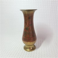 Brass Vase With Red Accents