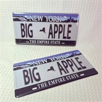 Big Apple NY Vanity License  Plate Set NEW!