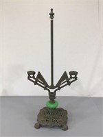 Antique Art Deco Lamp Base w/Jade Glass Collar