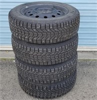 (4) Winterforce 195/65R15 Studded Snow Tire On Rim