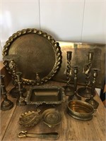 More brass includes 15 pieces,  trays, candle