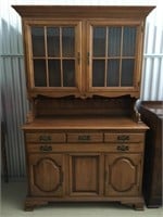 Early American maple hutch. Places for plates and