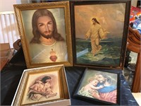 Four framed prints of Jesus.