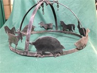 Black Iron hanging rack about 21 inches round and