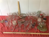 Glassware selection including stems, salad bowls,