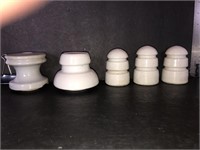 5 x White Porcelain Insulators