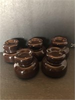 5 x Brown Ceramic Porcelain Insulators