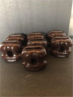 7 x Brown Ceramic Porcelain Insulators