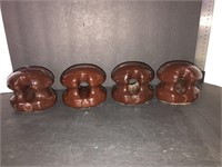 4 x Brown Ceramic Porcelain Insulators