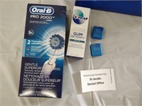 Oral B Pro 2000 toothbrush; toothpaste etc.