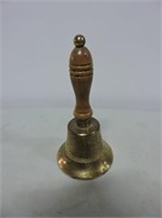 Antique Brass Wood Handled Bell 7"T