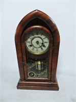 Antique Mantle Clock With Key & Pendulum 20"T