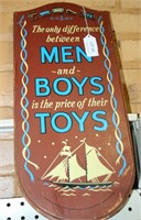 WOODEN MEN AND BOYS TOYS WALL SIGN