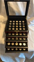 (100) $1 Presidential Coins in Cherry Wood Casing