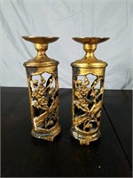 (2) Japanese Gilded Candle Holders