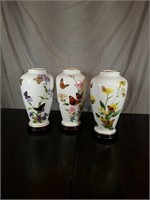 (3) Franklin Porcelain Butterfly Vases