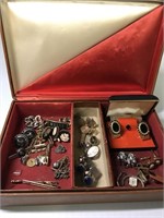 Box loaded with Cuffings, Tie Tacks, misc