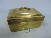 Brass Cash Box With Key 7 1/2"x5x3 1/2