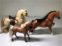 3 Toy Plastic Horses - Barbie?