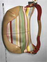 Coach purse - Brown Leather & light color stripes