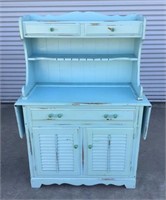 Painted Country Drop Leaf Hutch w/Glass Pulls