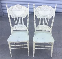 Shabby Chic Pressed Back Chairs -2 Good Condition