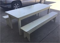 Country Chic Pine Table w/Benches -8' long