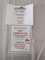 $50 gift cert for pet products