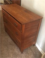 Antique Lowboy Solid Oak 3 Drawer Dresser
