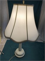 White Milk Glass Table Lamp ~ Scalloped Edge Shade