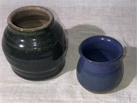 Lot of 2 Artisan Design Pottery Jars