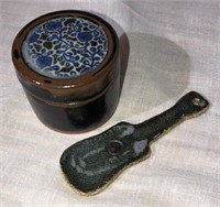 Artisan Design Pottery Jar And Mini Guitar