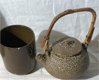 Antique Pottery Tea Pot And Jar