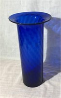 Cobalt Blue Swirl Glass Vase