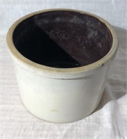 Pottery Cream and Brown Crock