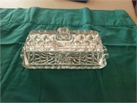 Pressed Glass Quarter Pound Butter Dish With Lid