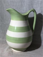 Green And White Stripe Ceramic Pitcher