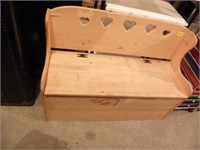 HEART WOOD BENCH CHEST, WITH TOY, SHOE BOX