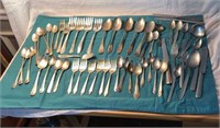 Lot of 57 Silverplate & Stainless Flatware