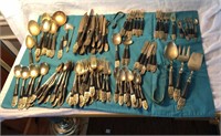 Vintage Thailand Teak Brass Silverware Service