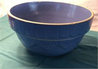 Blue Pottery Mixing Bowl Crock