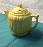Yellow Pottery Teapot USA w/ Lid