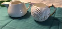 Porcelain 1 Cup Teapot (no lid) & Cream Pitcher