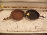 2 SMALL CAST IRON PANS