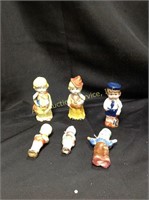 (6) Porcelain Figurines, one marked Japan