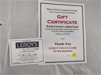 $50 gift card for Leroy's Auto Care